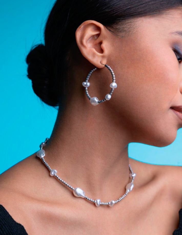 Orecchini Donna 4US Cesare Paciotti Acciaio Perle Biglie 4UOR8074W